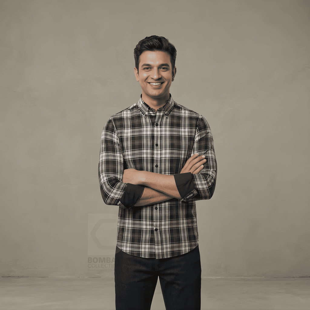 Wholesale men’s check shirt with full sleeves by Bombay Collection