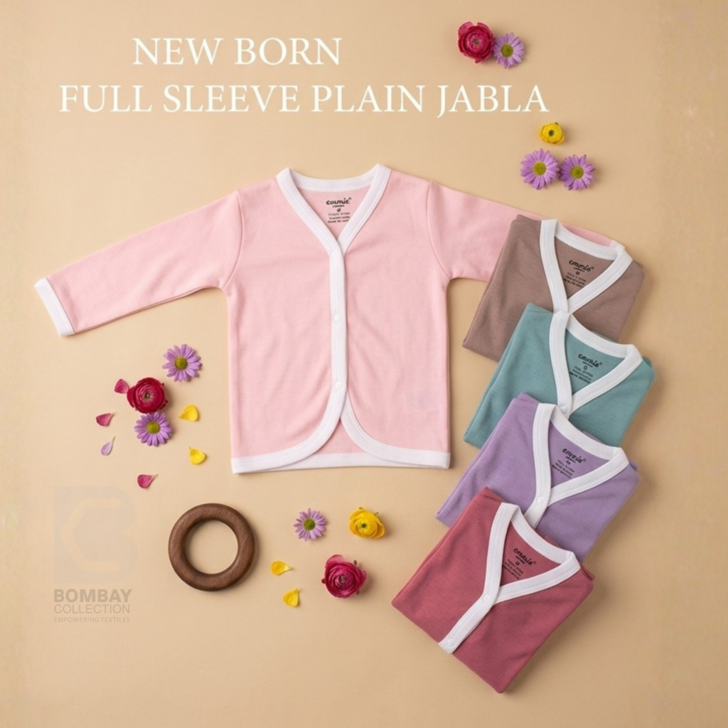 Wholesale newborn full sleeve plain jabla set in multiple colors by Bombay Collection
