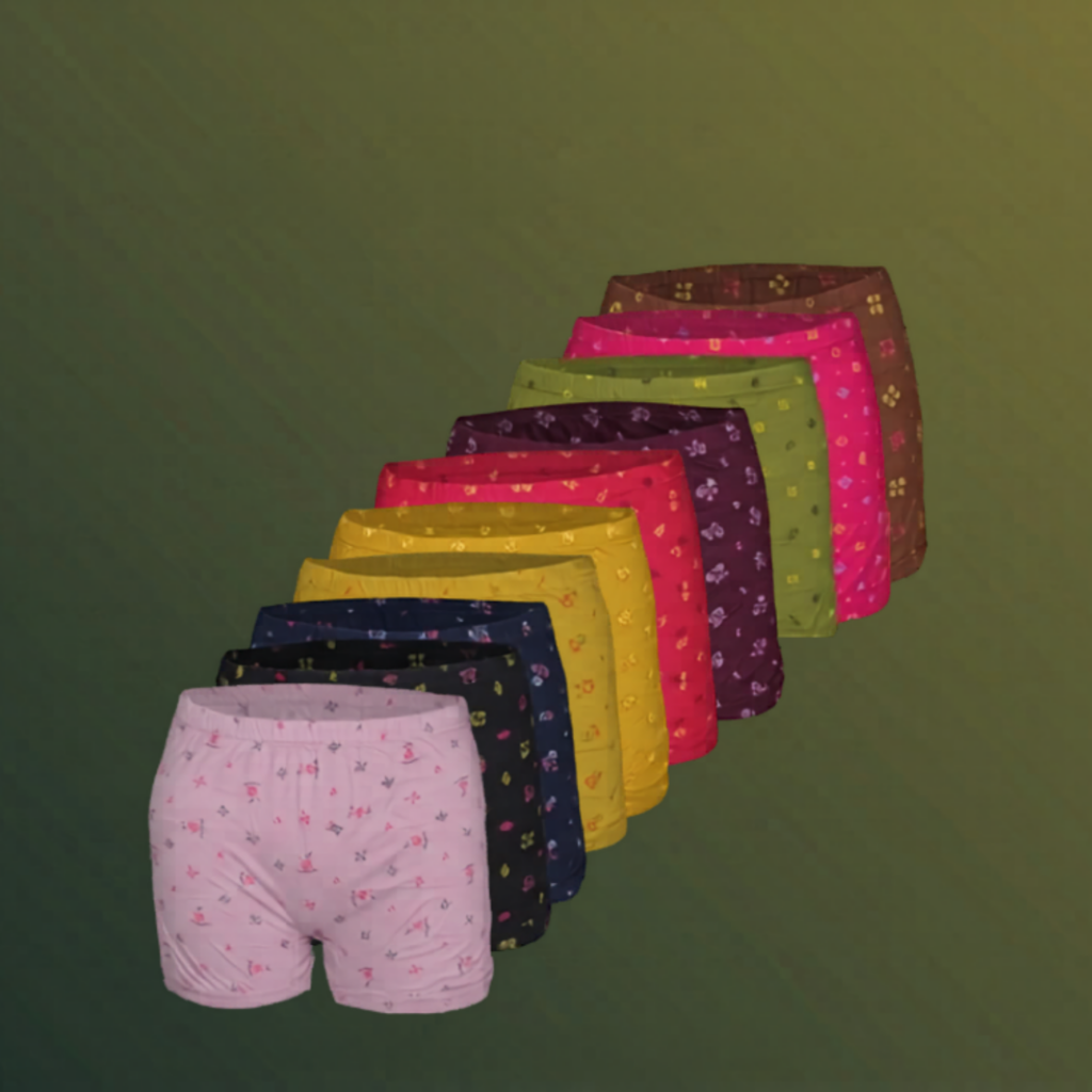 Colorful printed boxer shorts for men and women, available at Bombay Collection wholesale clothing supplier in Thrissur and Ernakulam.