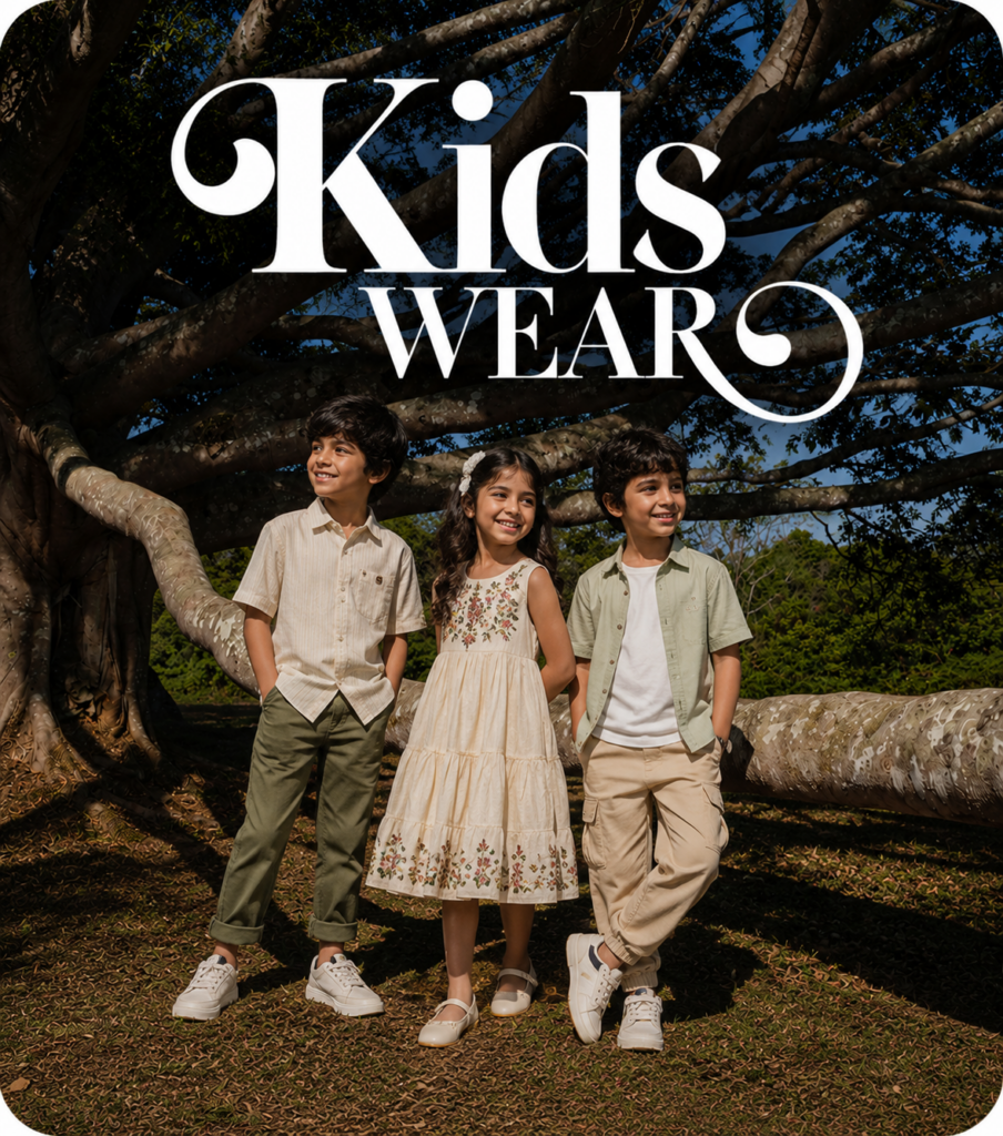 Kids wear fashion trends in Kerala 2026 featuring stylish children's clothing and festive outfits for Kerala retailers by Bombay Collection.