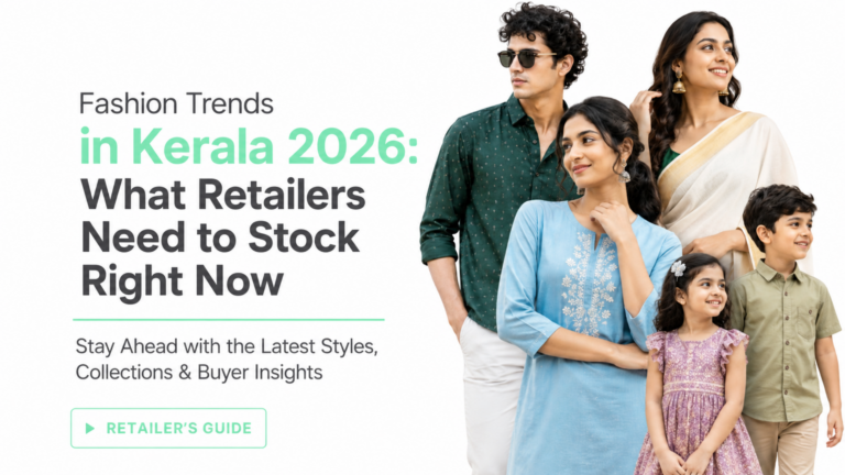 Fashion trends in Kerala 2026 featuring women's wear, men's wear, kids' wear and innerwear for Kerala retailers by Bombay Collection.